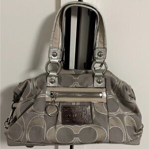 Coach Silver and Gray  Coach Poppy Signature Satchel